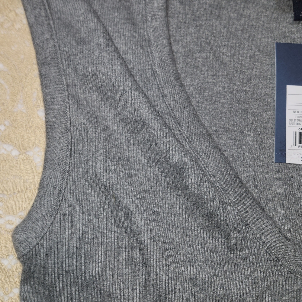 Universal Thread Grey Ribbed V-Neck Top - Picture 4 of 7